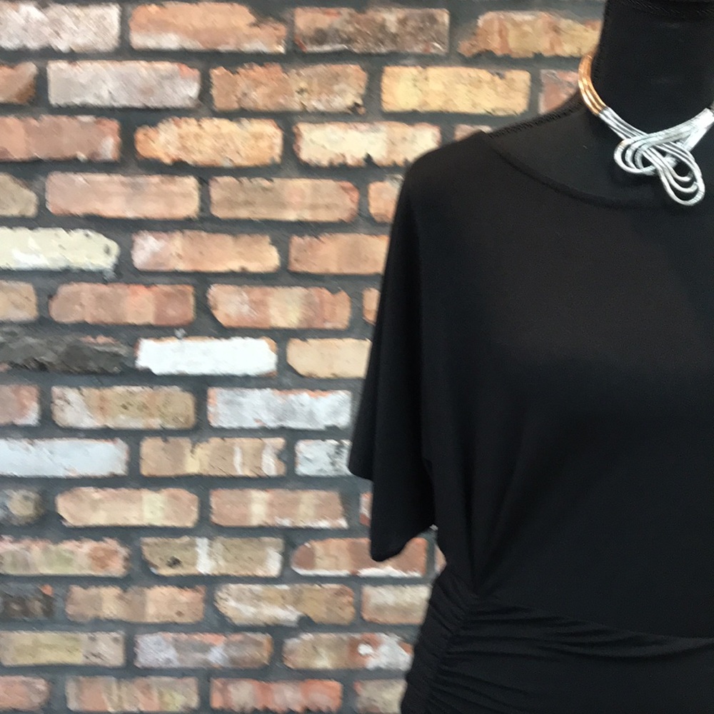 Forever 21 Black Body Con Ruche Dress - Medium - Picture 4 of 6